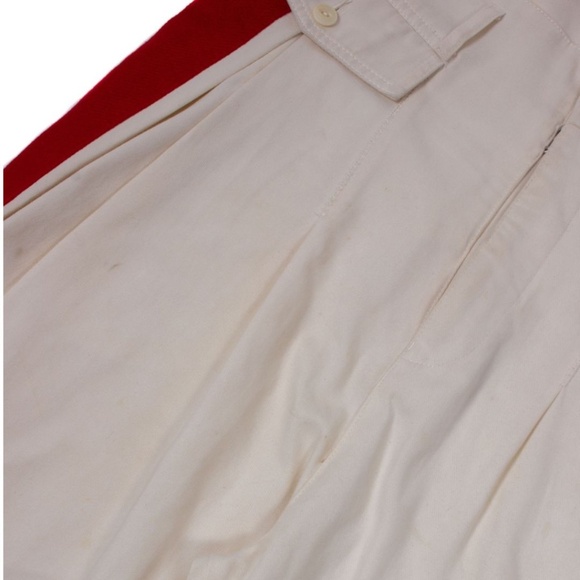 MAISON MARGIELA White Cotton Red Side Stripe High Waisted Pants - Picture 3 of 11